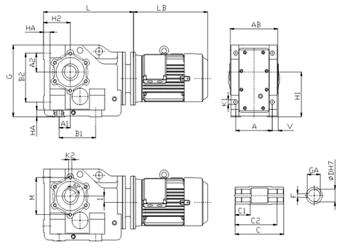 Вариант исполнения с полым валом KTM